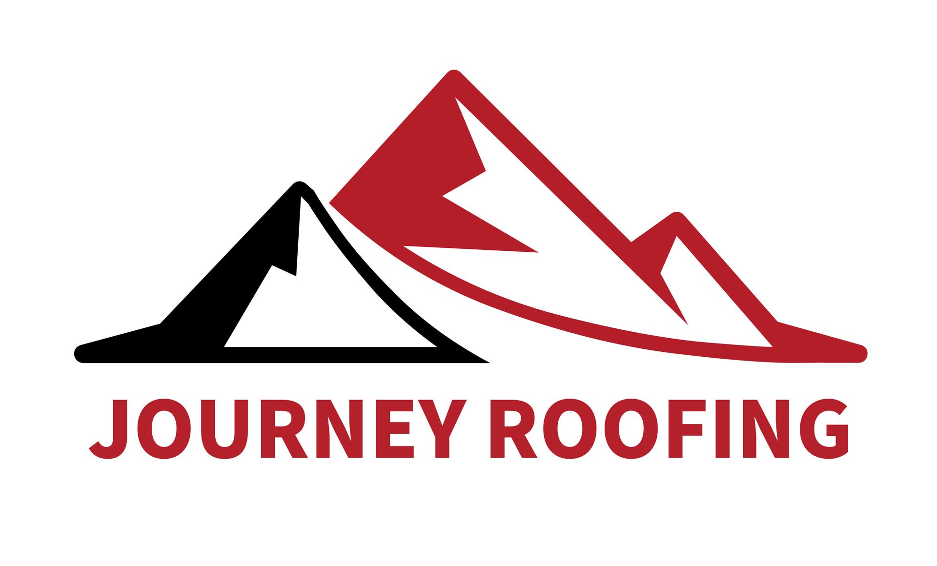 The logo for journey roofing shows a mountain and the words `` journey roofing ''.