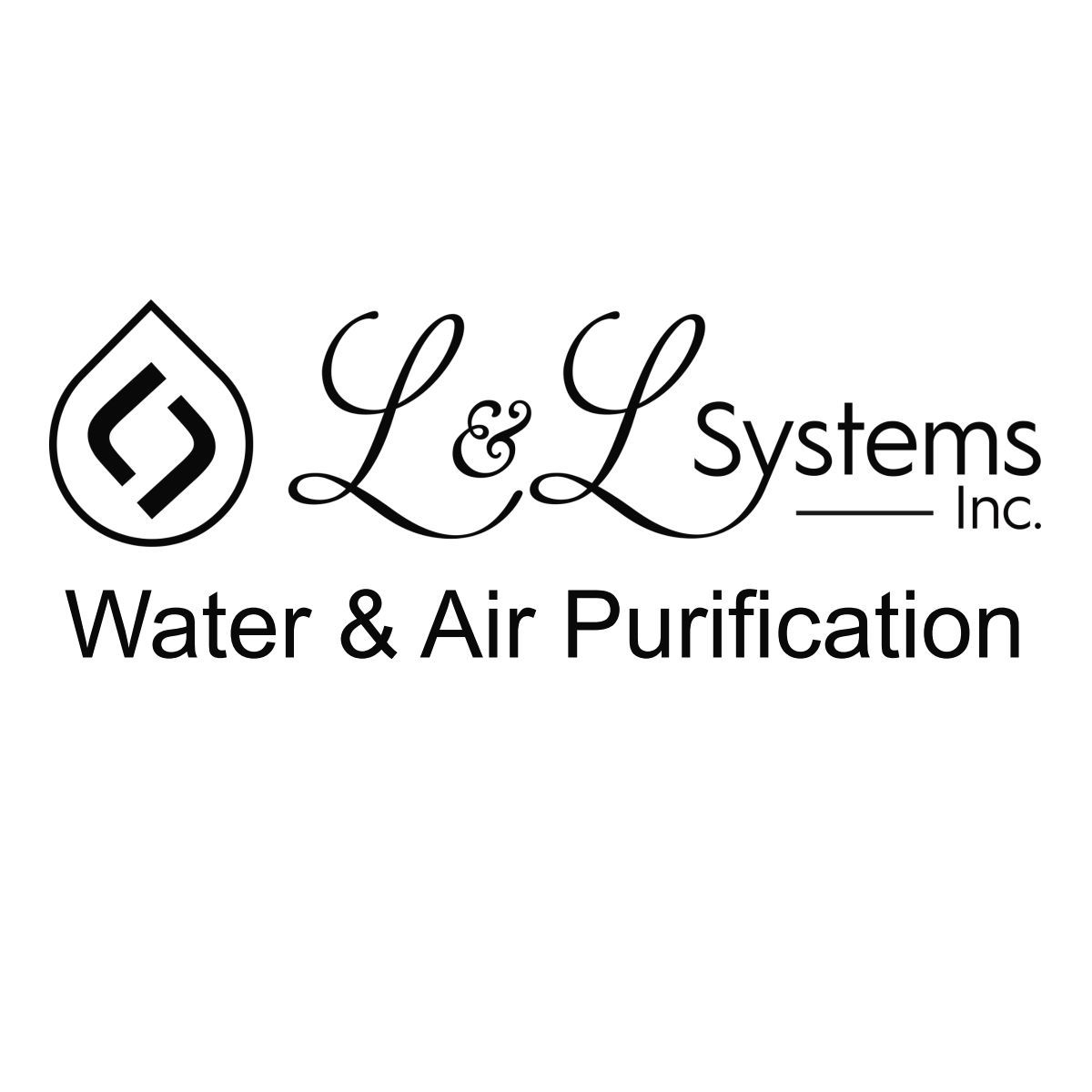 The logo for l & l systems inc. water and air purification is black and white.