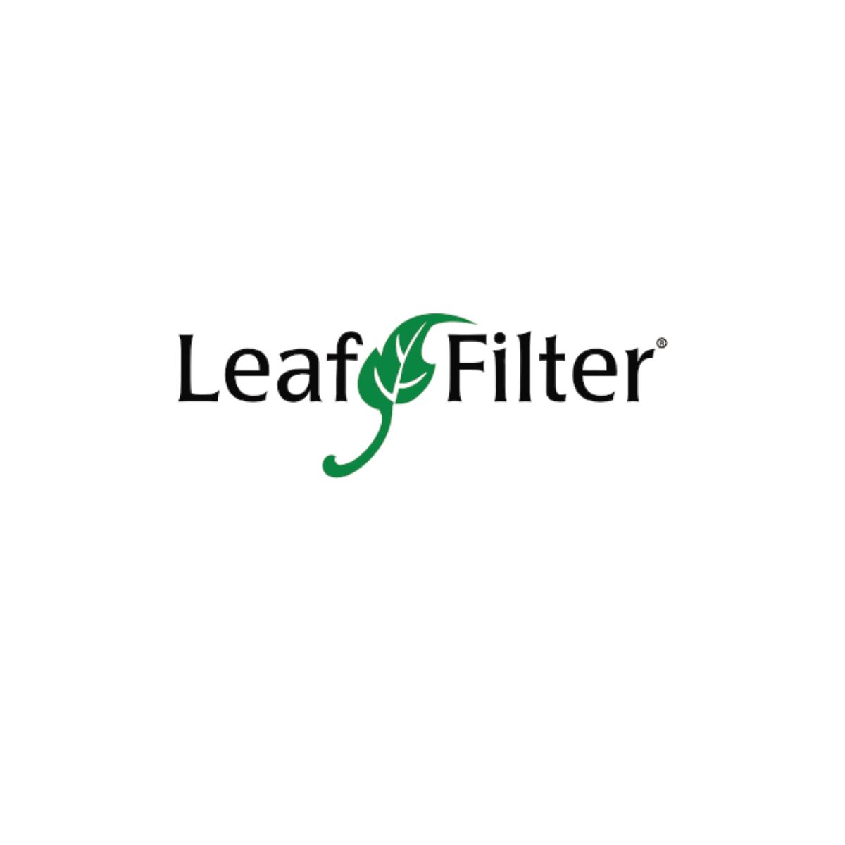 A logo for leaf filter with a green leaf on a white background.