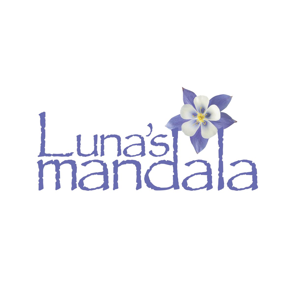A logo for luna 's mandala with a purple flower