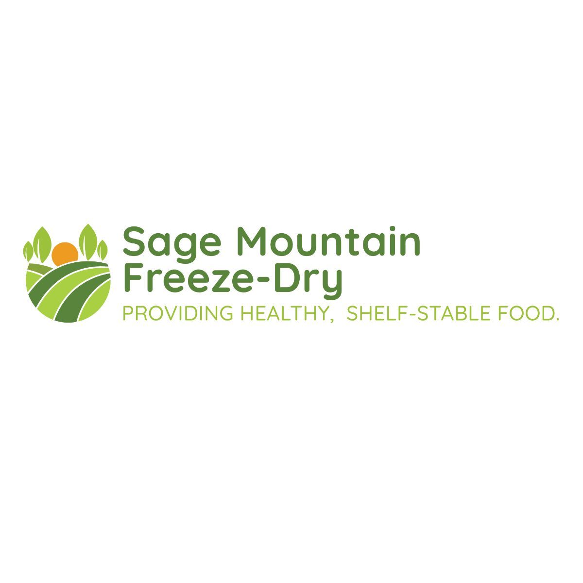 The logo for sage mountain freeze dry provides healthy , shelf stable food.