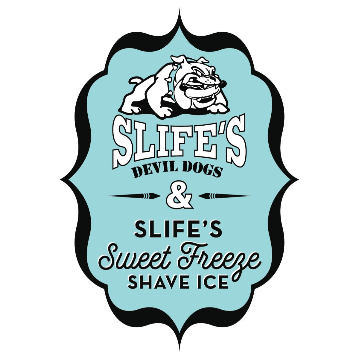 The logo for slife 's devil dogs and slife 's sweet freeze shave ice