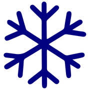A blue snowflake icon on a white background