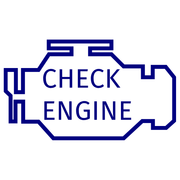 A blue check engine icon on a white background.