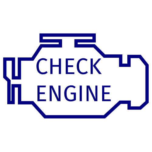 A blue check engine icon on a white background.