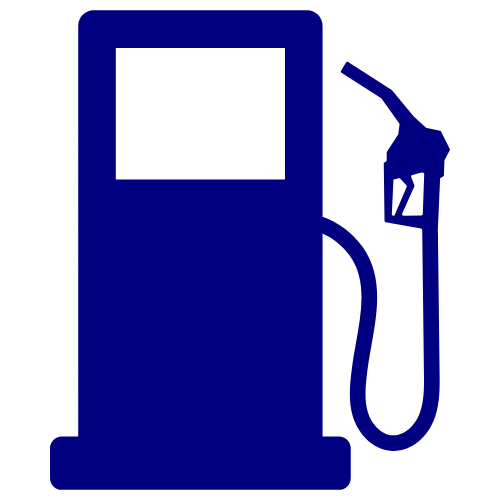 A blue gas pump with a gas pump nozzle attached to it.