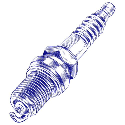A drawing of a spark plug on a white background.