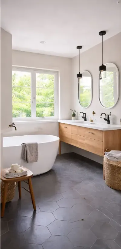 Grande Prairie Handyman: White bathroom with a shower, toilet, and sink.