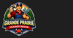 Logo for Grande Prairie Handyman: a handyman figure inside a shield.