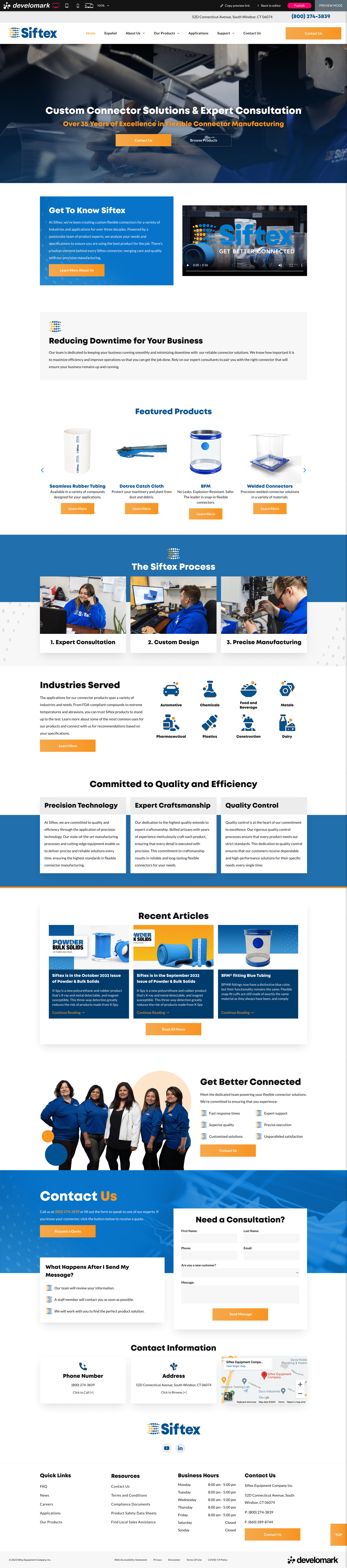 Siftex Equipment Company home page 
