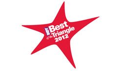 A red star with the words `` best of the triangle 2012 '' written on it.
