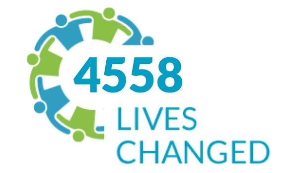 A blue and green logo that says 4580 lives changed