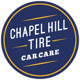 A blue and yellow logo for chapel hill tire car care