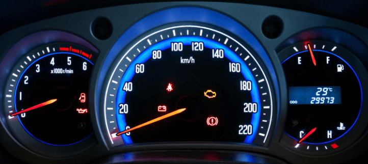 A close up of a car dashboard with a temperature of 29 degrees