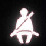 A picture of a person wearing a seat belt on a black background.