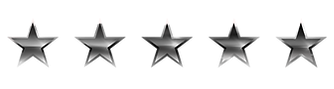 A set of five silver stars on a white background.