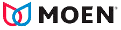 The Moen company logo, featuring a red and blue water droplet icon to the left of the black text "MOEN".