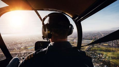 Vy från cockpit i vår  helikoptersimulator. 