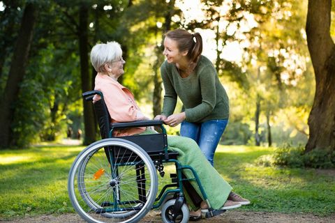 loving help for a female senior wheelchair user
