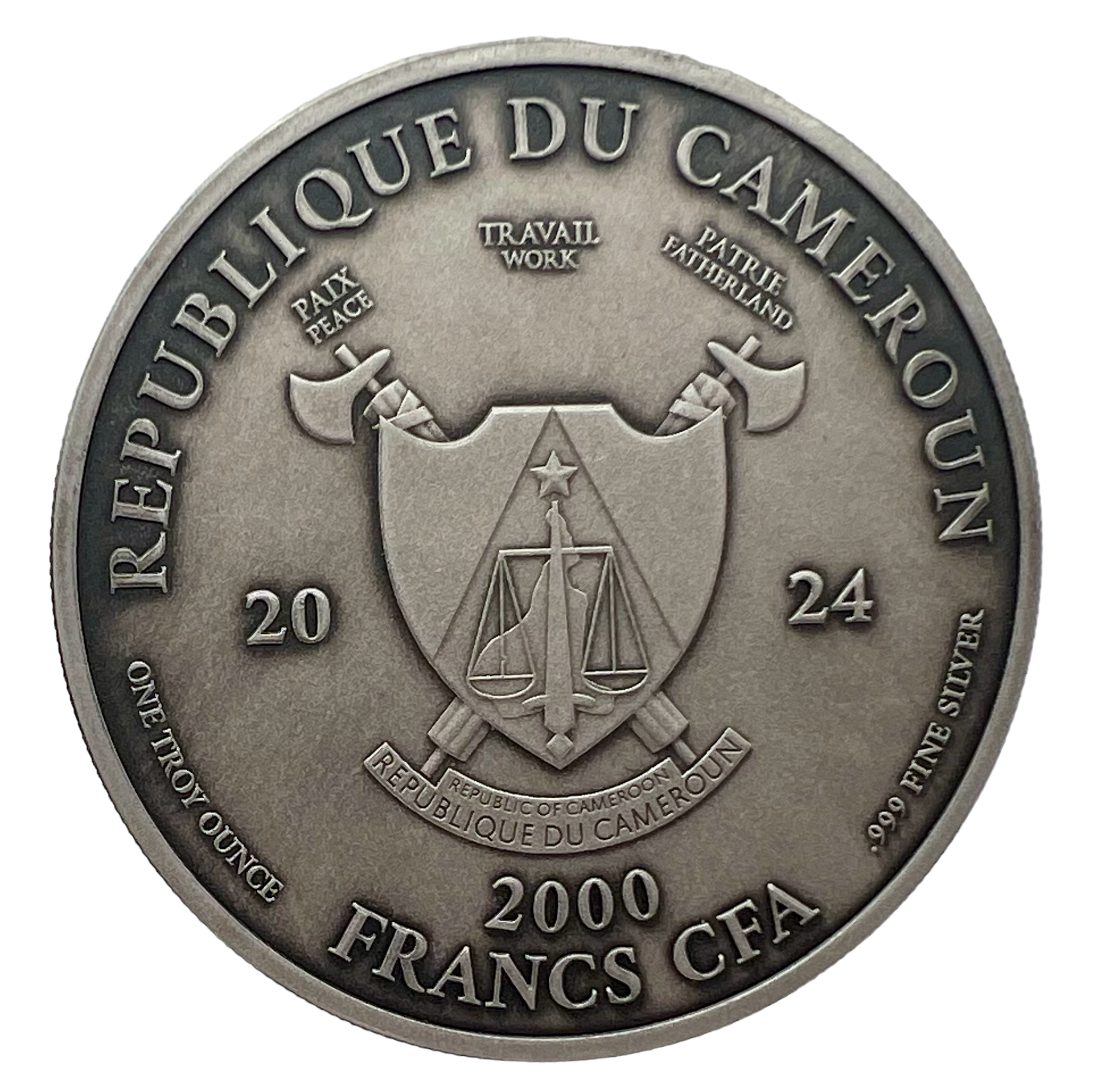 A silver coin from the republice du cameroun