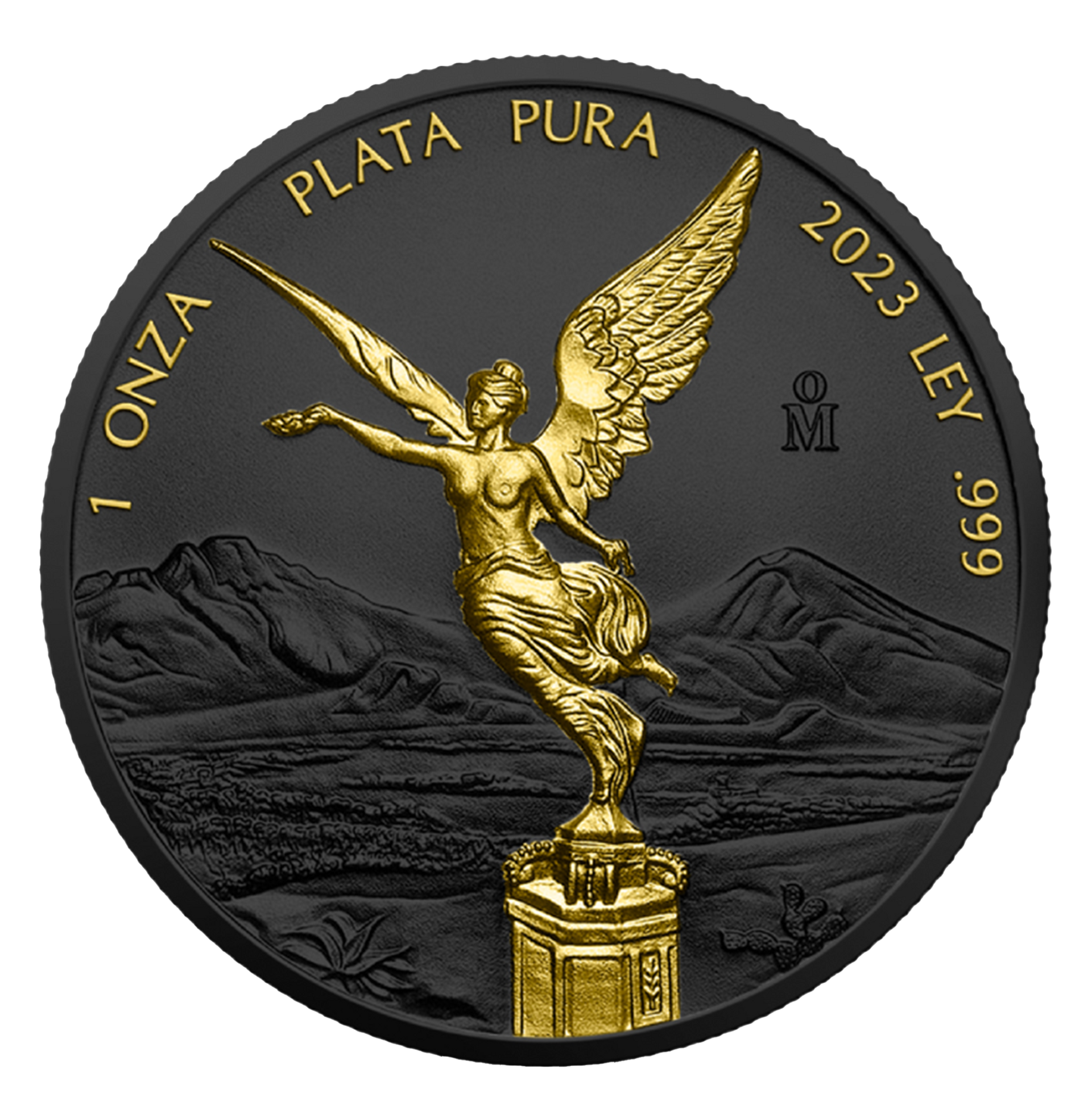 A black and gold coin that says plata pura on it