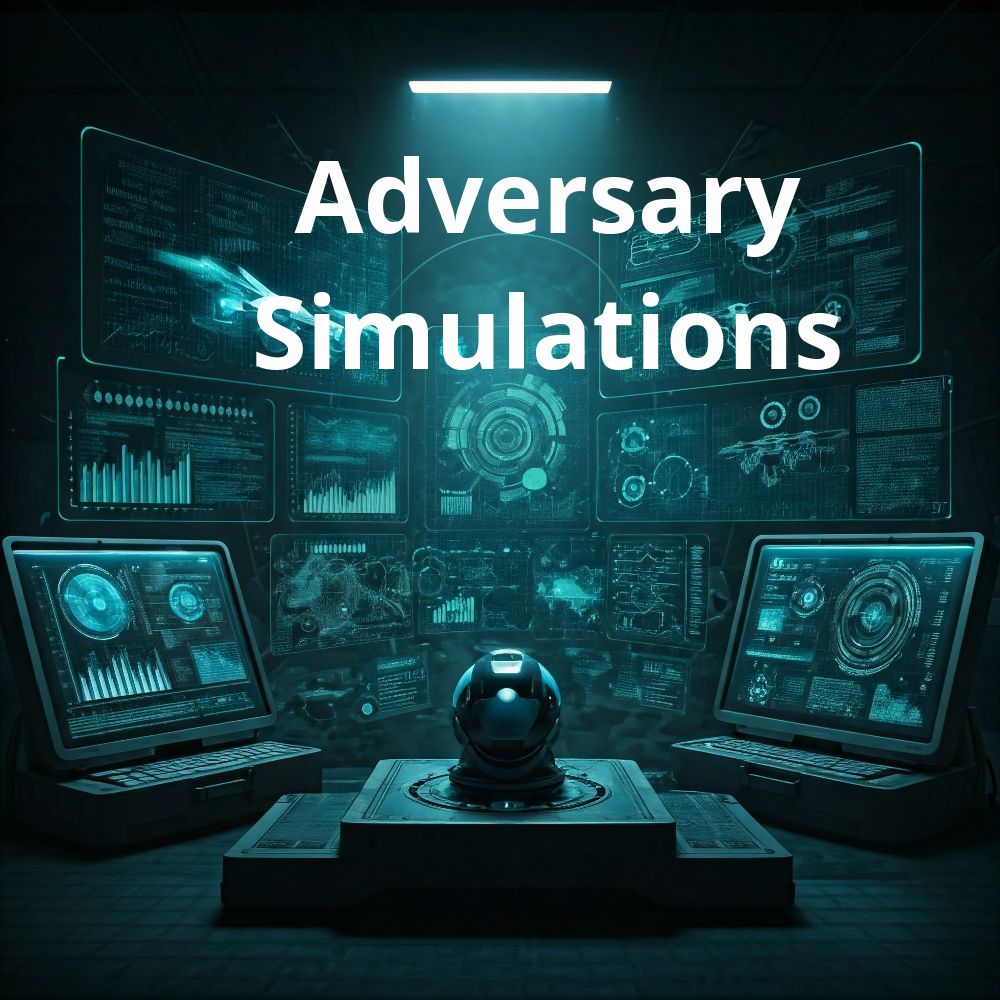 A computer screen with the words adversary simulations on it