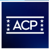The acp logo is on a blue background with white stars.