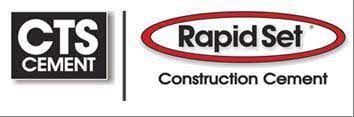 Logos for CTS Cement and Rapid Set Construction Cement.