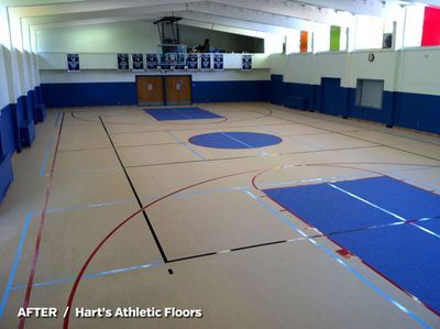 Hart 's athletic floors installed in a gym