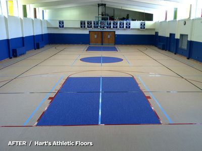 A picture of hart 's athletic floors in a gym
