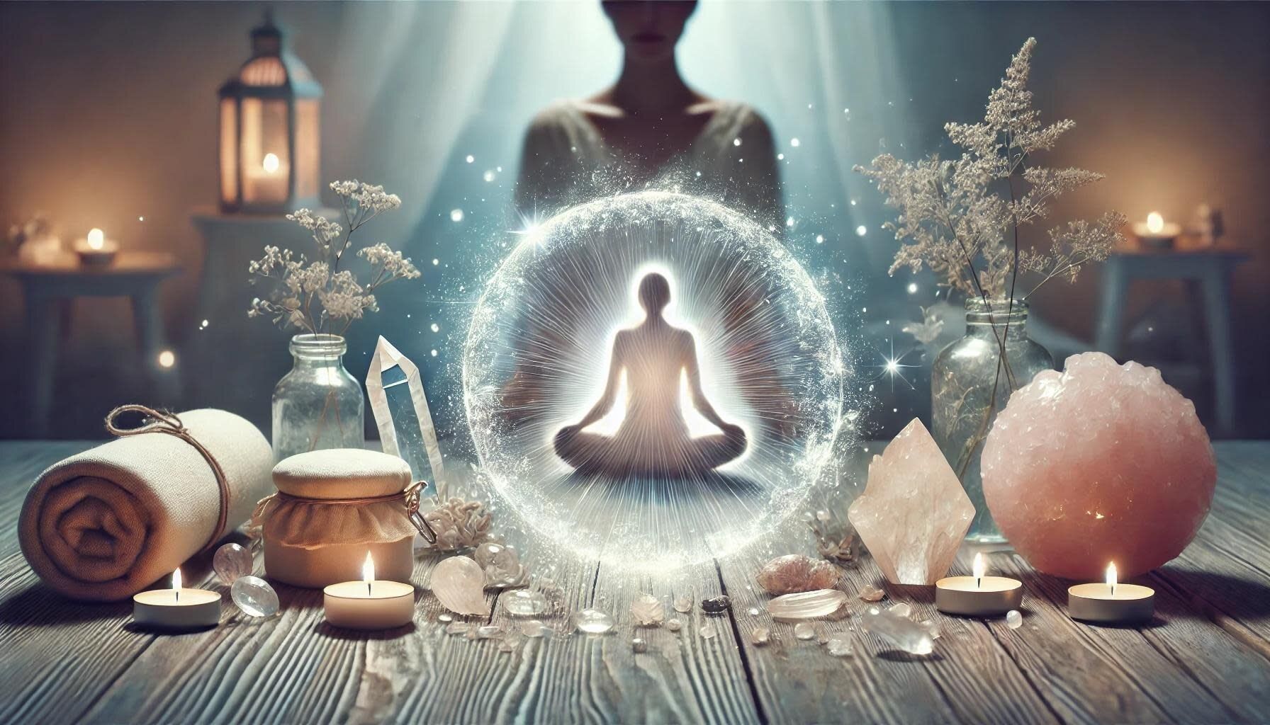 A man standing on top of a mountain with his arms outstretched