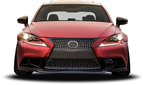 Five vehicles lined up in a row against a plain white background, including pickup trucks, a red car, and an SUV | Depot Auto Repair