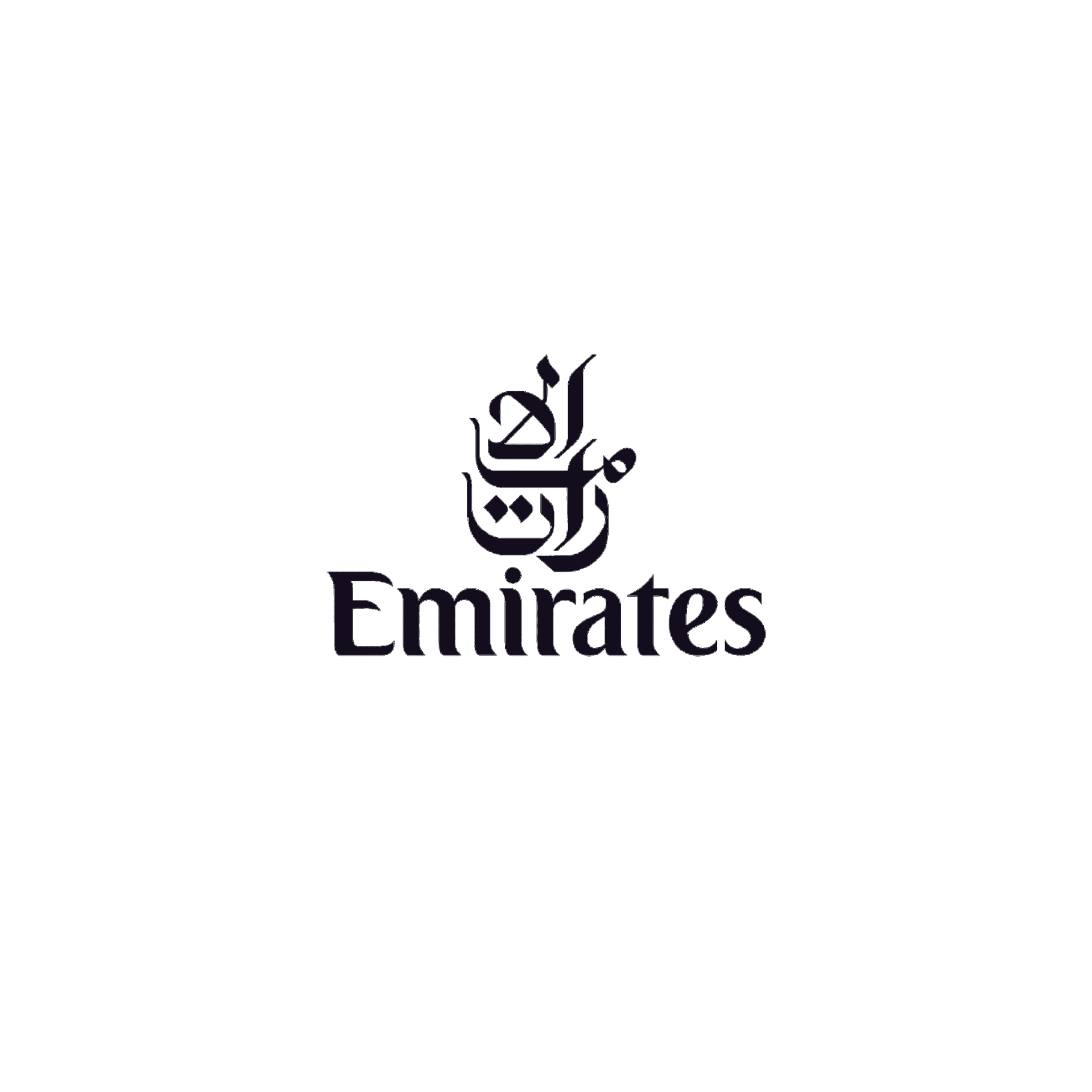 A black and white logo for emirates airlines on a white background.