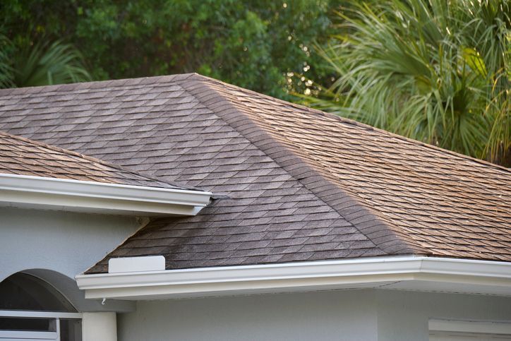 house roof top covered with asphalt or bitumen shingles