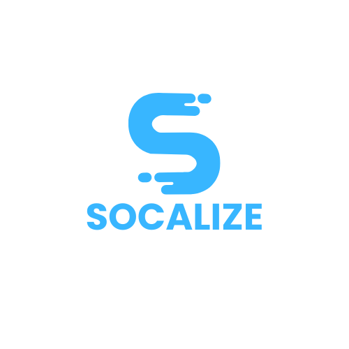 A blue logo with the letter s and the word socalize on a white background. That symbolizes a Brand, a Digital marketing Agency, SEO optimization Experts.
