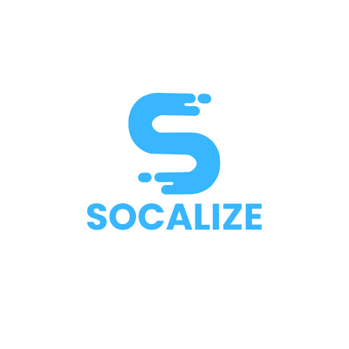A blue logo with the letter s and the word socalize on a white background. Symbolizing the Digital Marketing Agency Socalize specializing in Marketing Services in Warner robins, GA