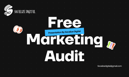 A black background with white text that says free marketing audit