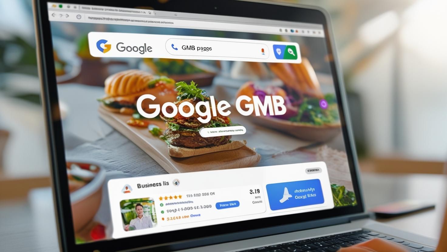 A laptop computer is open to the google gmb website.