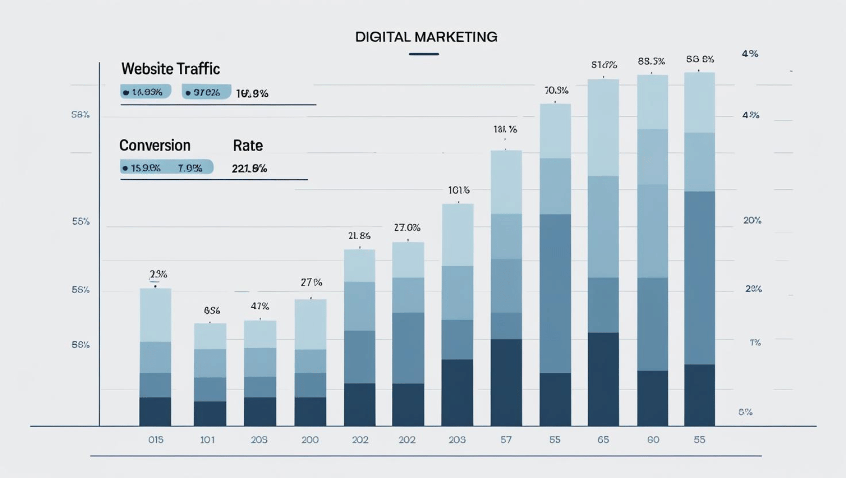 A graph showing the growth of digital marketing.