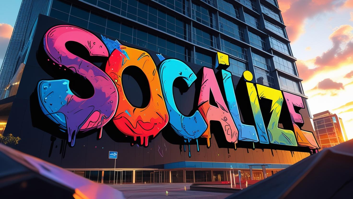 A building with the word socalize painted on it a marketing agency in warner robins ga