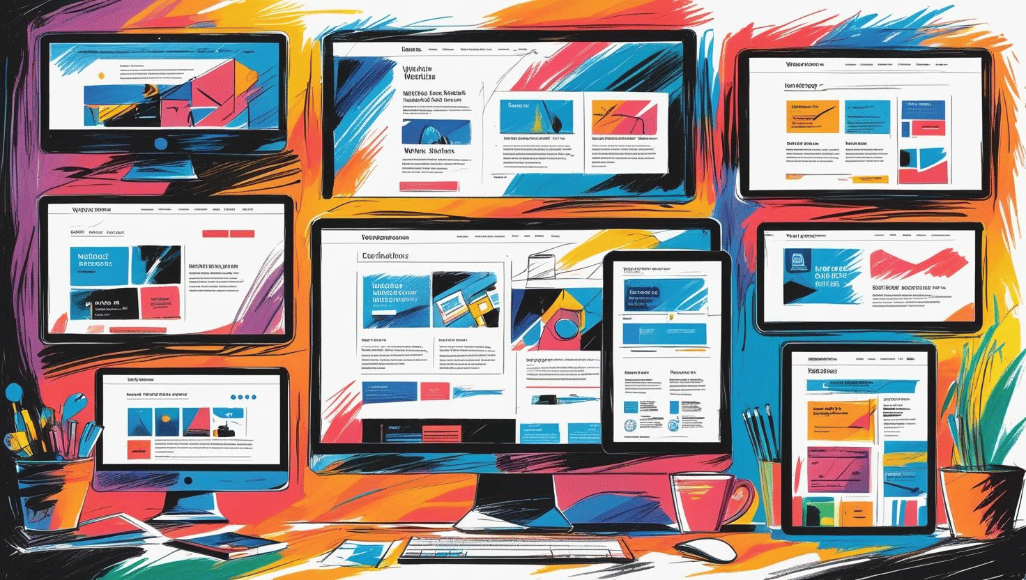 Monitors Displaying Website Design Example Templates.