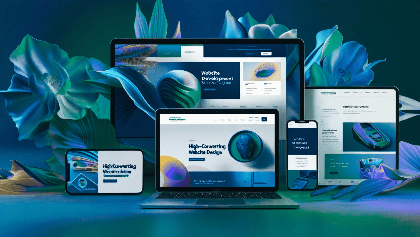 An example Website Template displayed across various devices.
