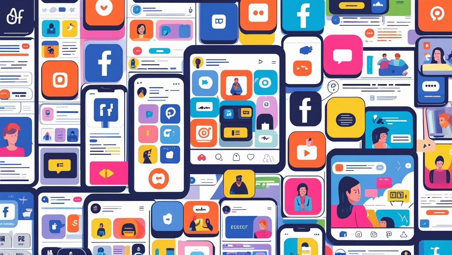 A bunch of different social media icons on a white background.
