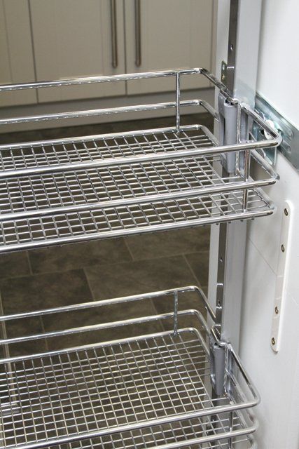 An example kitchen layout, with kitchen cupboards, worktops and appliances