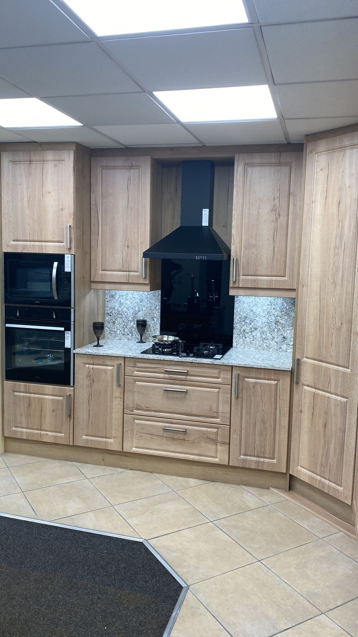 3 Deep routed Halifax oak with quartz worktop