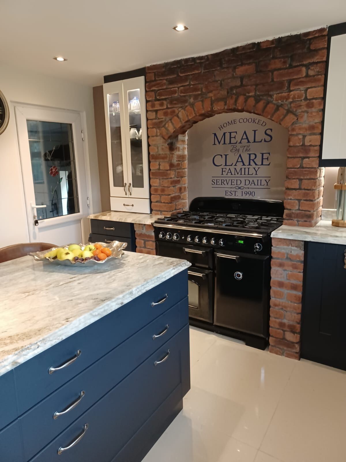 kitchen refurbishment ndigo blue wide  shaker with solid granite work surface 1