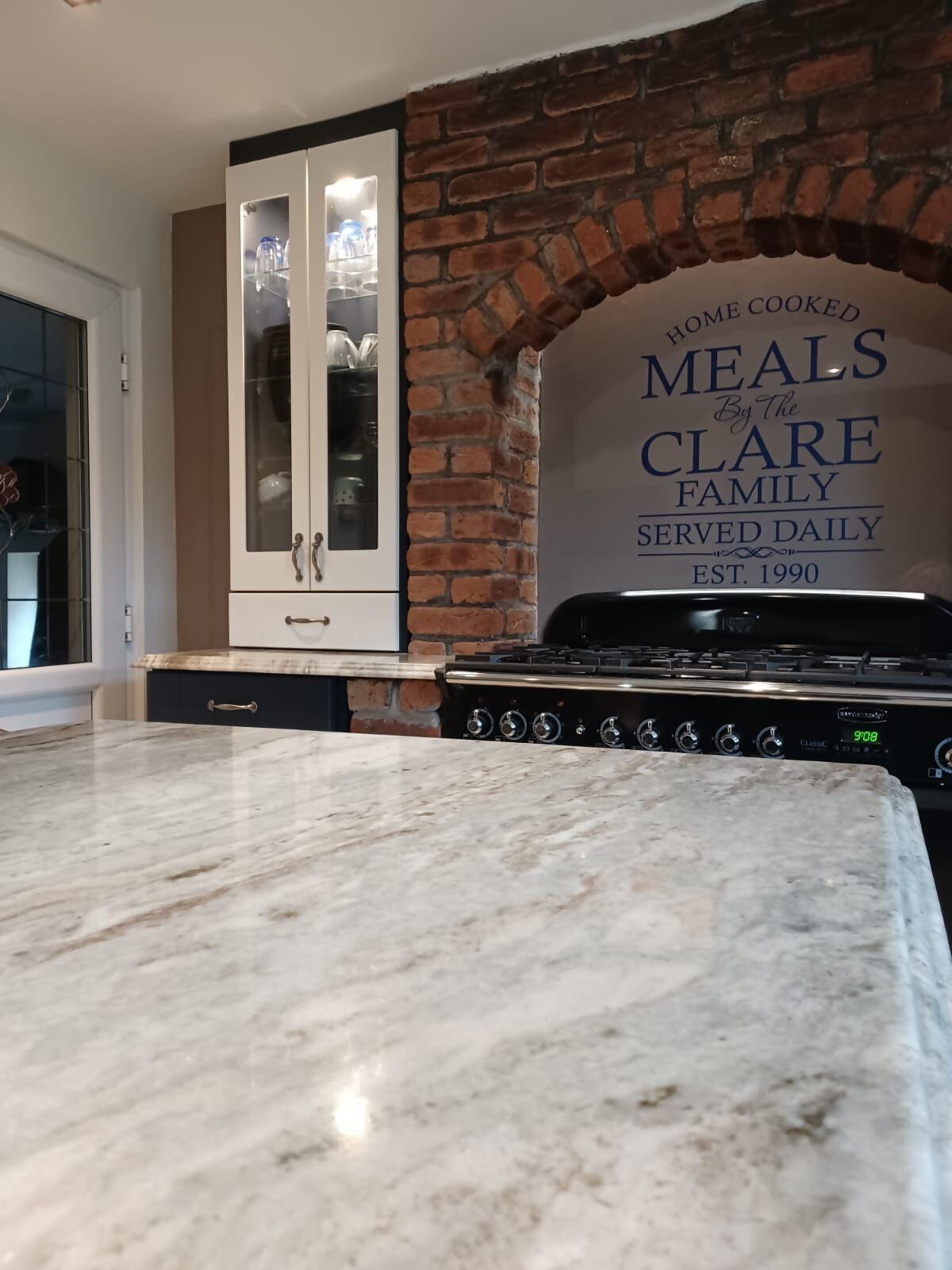 13 kitchen refurbishment ndigo blue wide  shaker with solid granite work surface 5