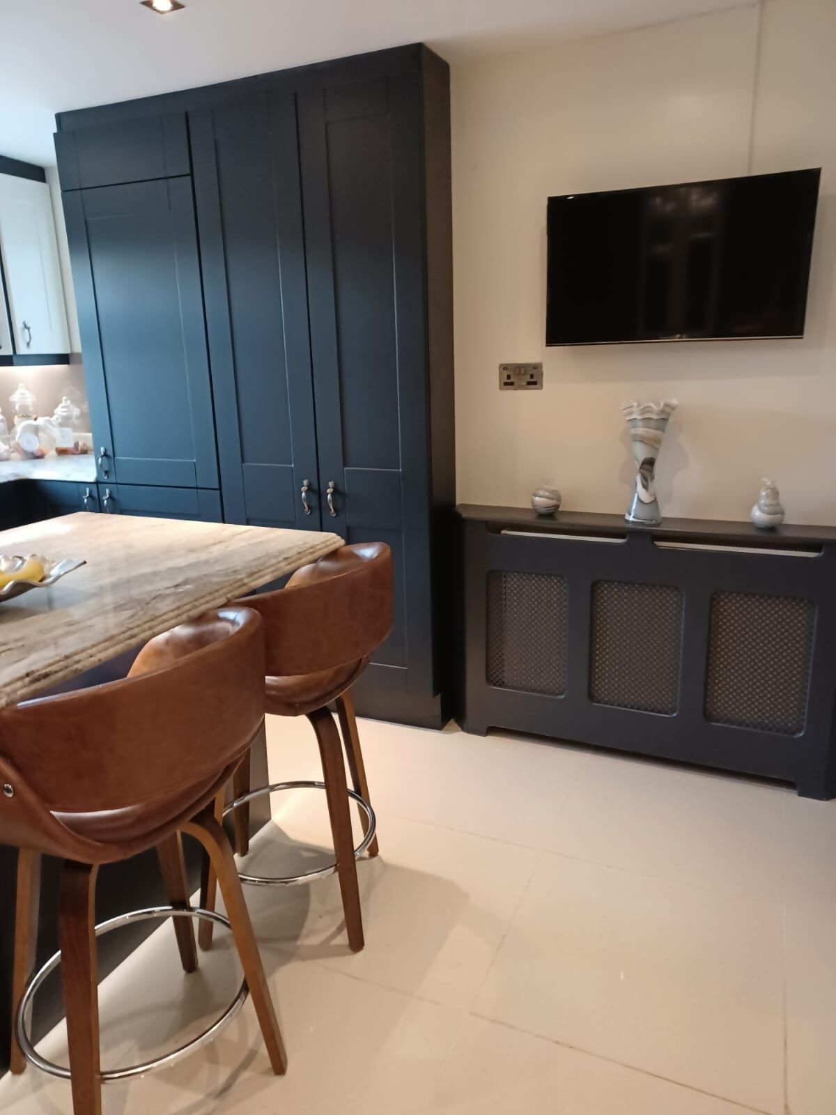 15 kitchen refurbishment ndigo blue wide  shaker with solid granite work surface 5