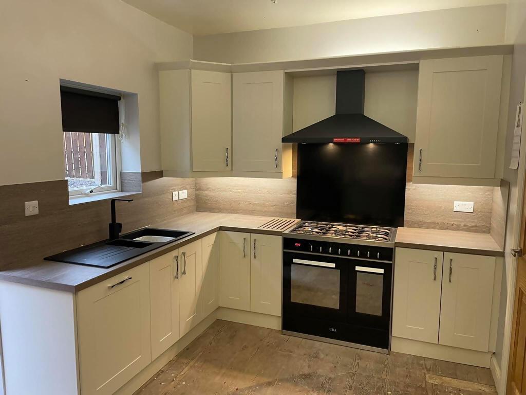 White fitted kitchen cupboards