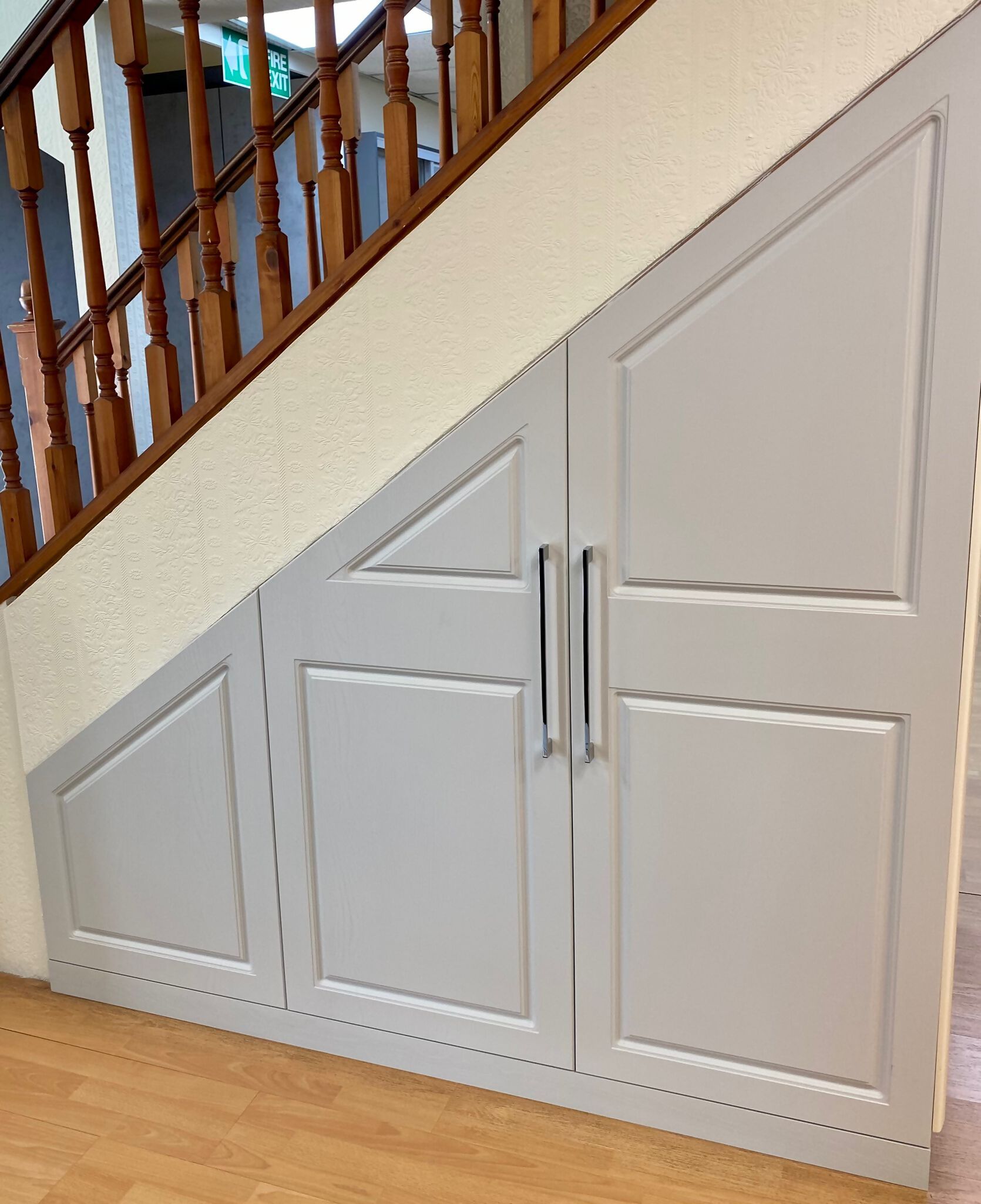 Light grey under stairs storage